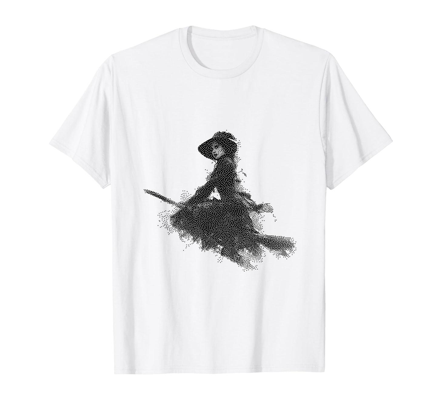 Flying Witch on Broom Halloween Design T-Shirt