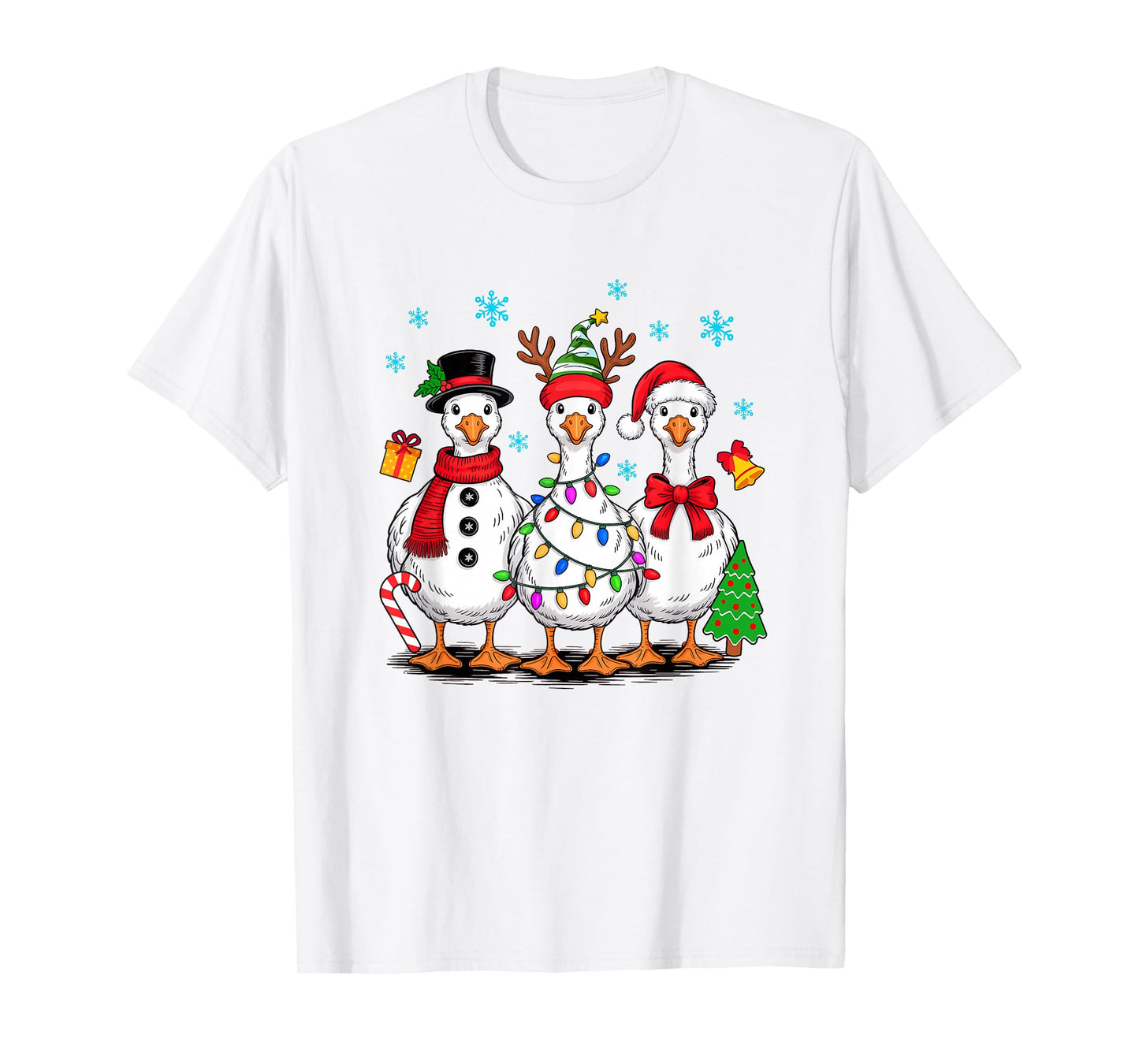 Vintage Christmas Goose Santa Goose Cute Snowman Funny T-Shirt