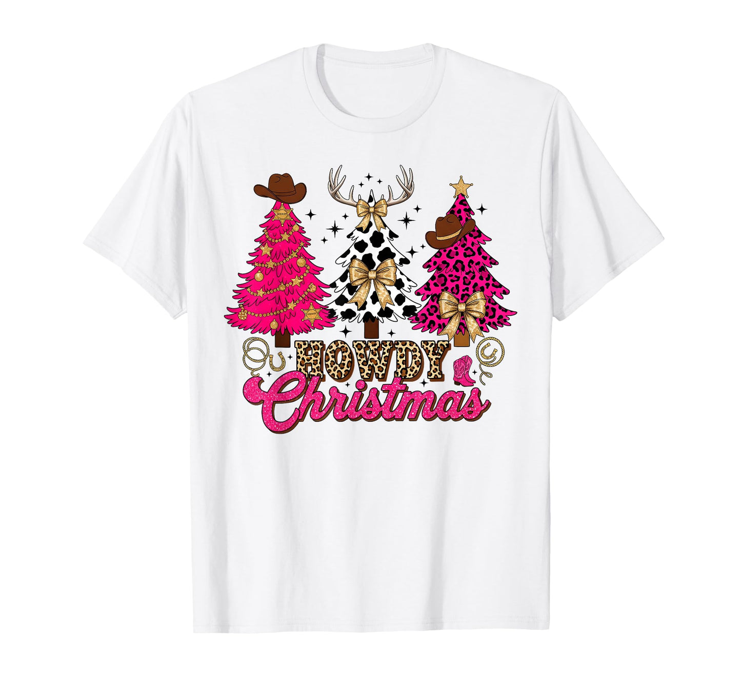 Howdy Christmas Tree Coquette Bow Western Xmas Pjs Cowgirl T-Shirt