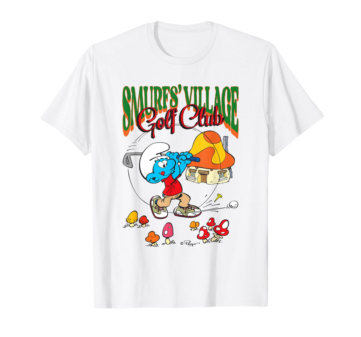 The Smurfs Smurf's Village Golf Club Retro Cartoon T-Shirt