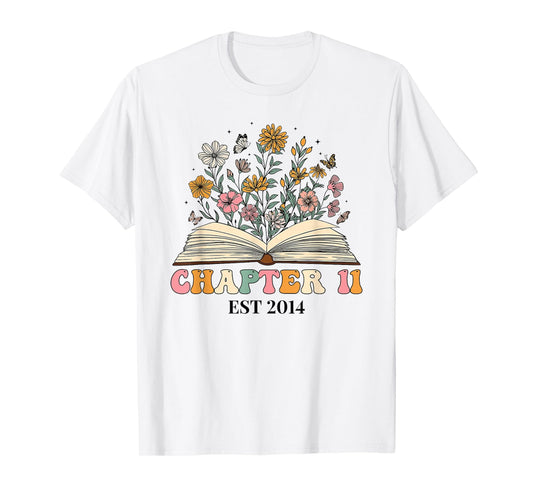 Chapter 11 Years Old 11th Birthday Wildflower Book Lover T-Shirt