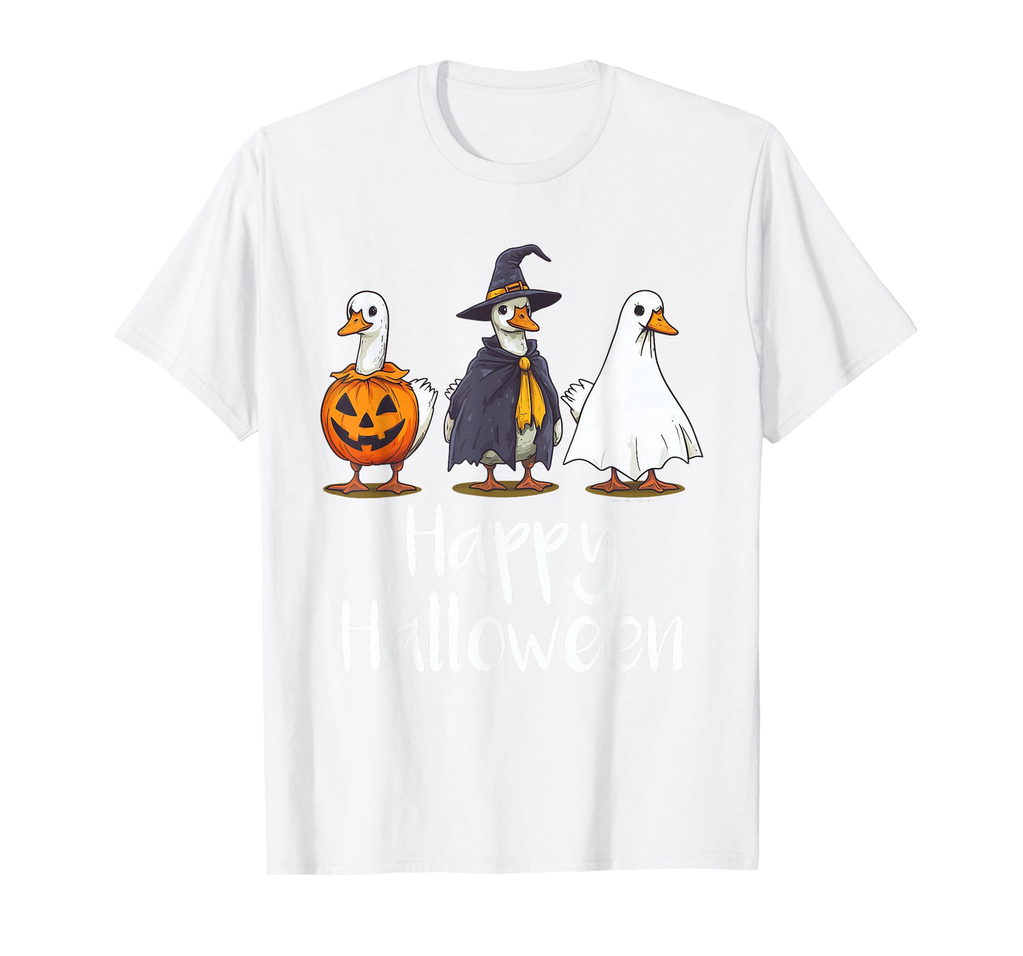 Happy Halloween Geese in Costumes Funny Silly Teacher Goose T-Shirt