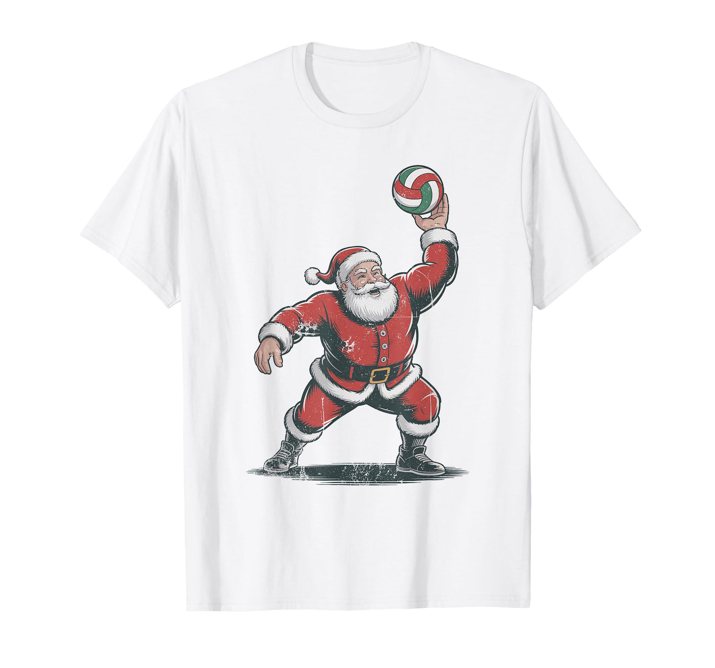 Retro Santa Playing Volleyball Vintage 90s Christmas Holiday T-Shirt