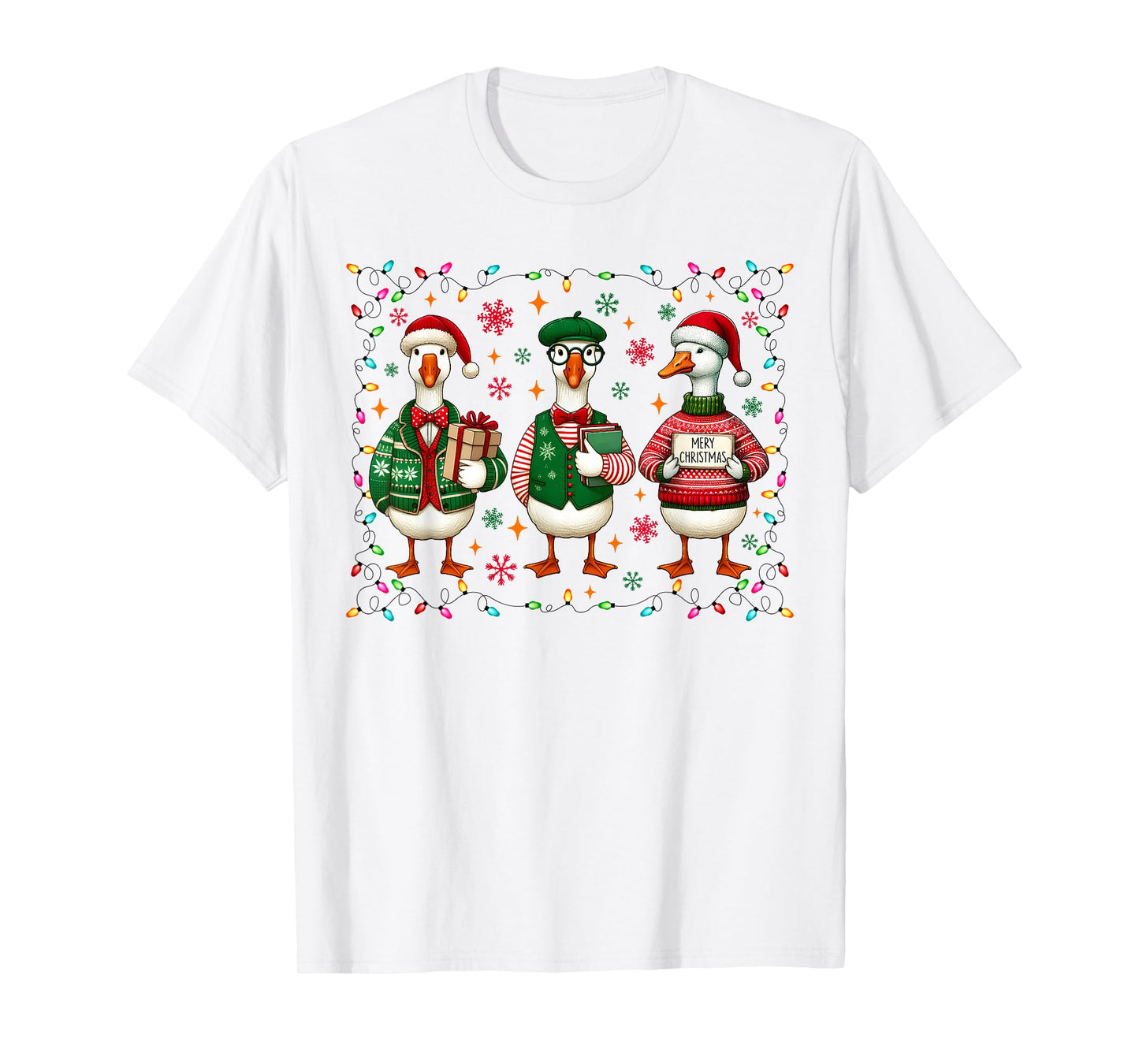 Vintage Funny Silly Goose Merry Christmas Sweater Holiday T-Shirt