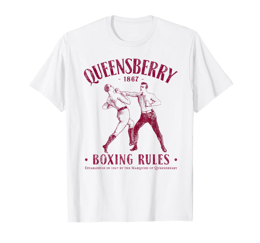 Distressed Vintage Boxing T-Shirt - Queensbury Boxing Rules T-Shirt