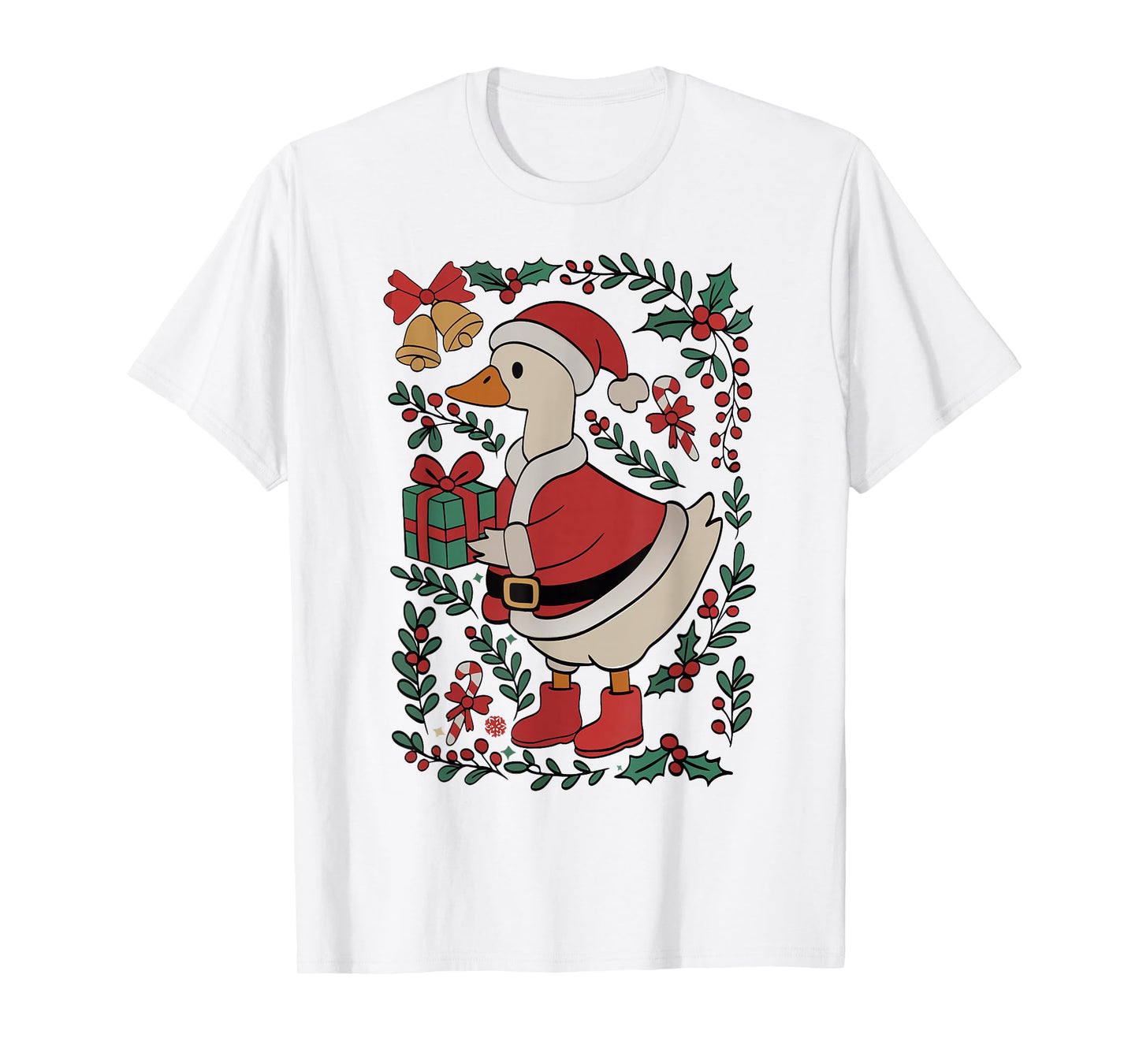 Santa Goose Bird Funny Christmas Holiday Festive Gifts Tee T-Shirt
