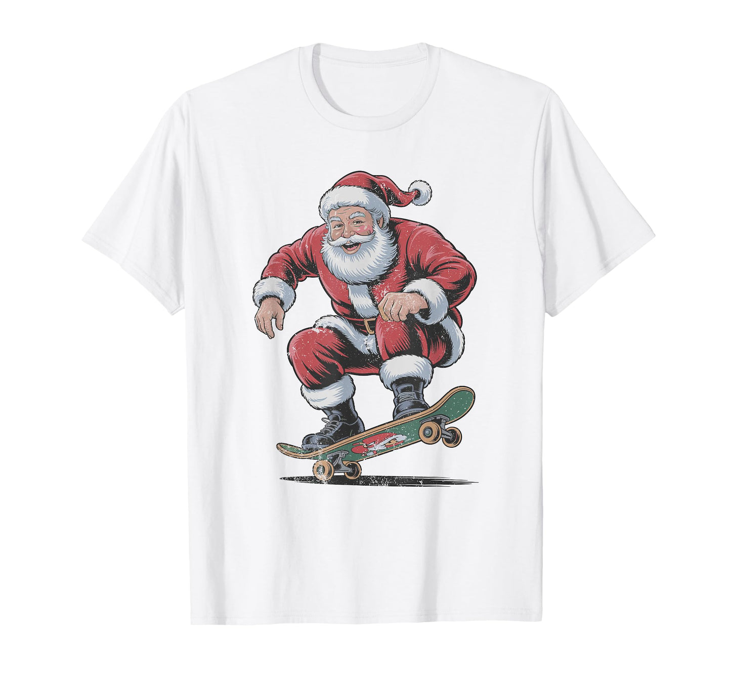 Santa Skateboarding Christmas Holiday Retro Vintage 90s T-Shirt