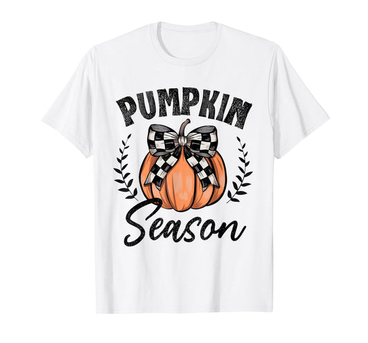 Pumpkin Season Coquette Bow Fall Halloween Costume Spooky T-Shirt