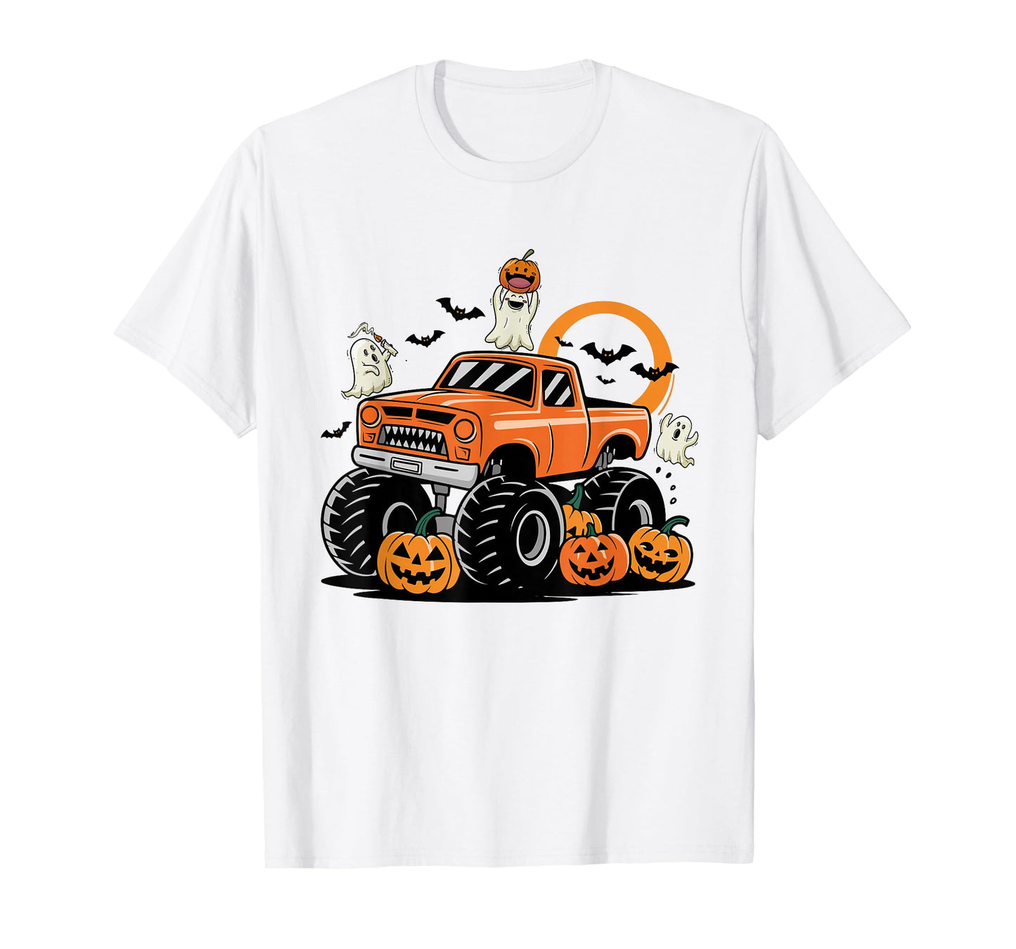 Toddler Monster Truck Ghost Pumpkin Halloween Costume T-Shirt