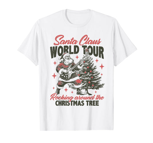 Santa Claus World Tour Rocking Around The Christmas Tree T-Shirt