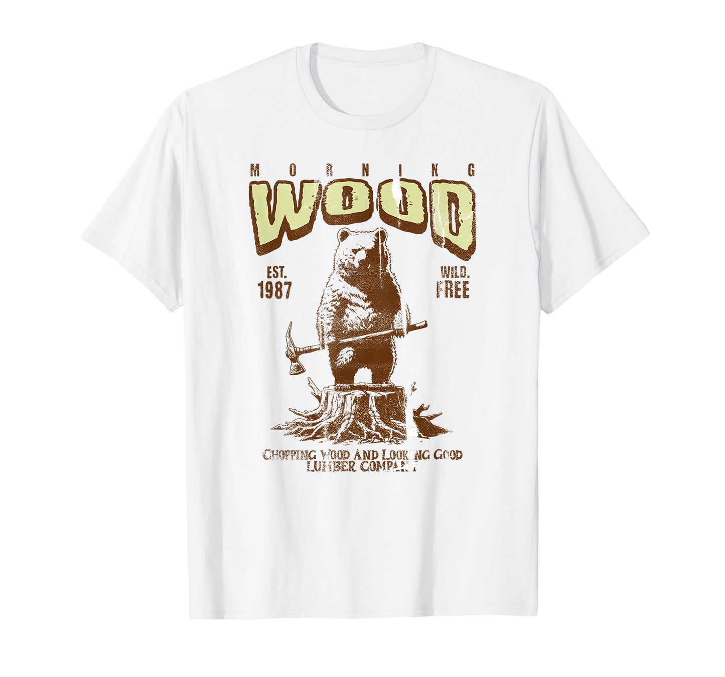 Funny Vintage Lumberjack Logo, Morning Wood Lumber T-Shirt