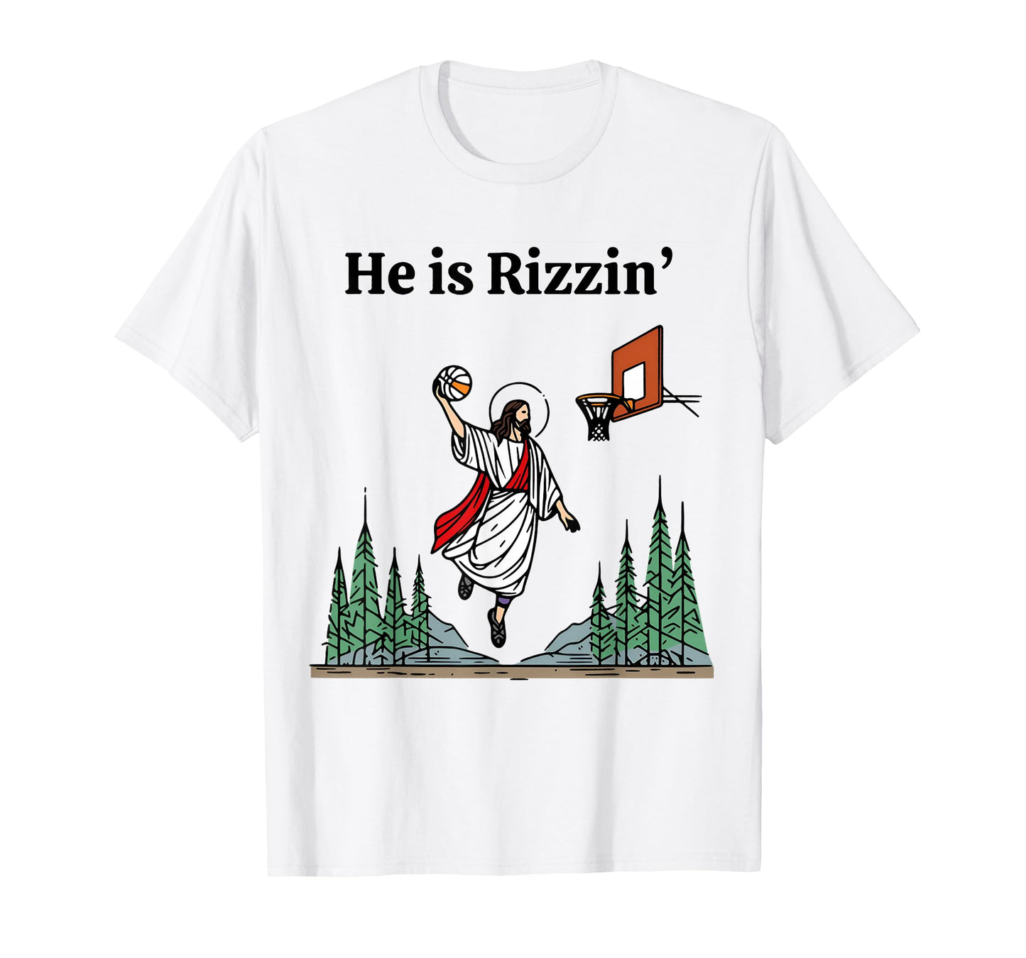 He Is Rizzin Shirt Jesus Basketball Sport Christian T-Shirt