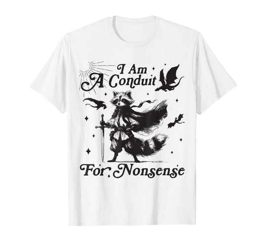 I Am A Conduit For Nonsense Trendy Raccoon Unisex-Adults Grey Small Cotton, Polyester Short Sleeve T-Shirt