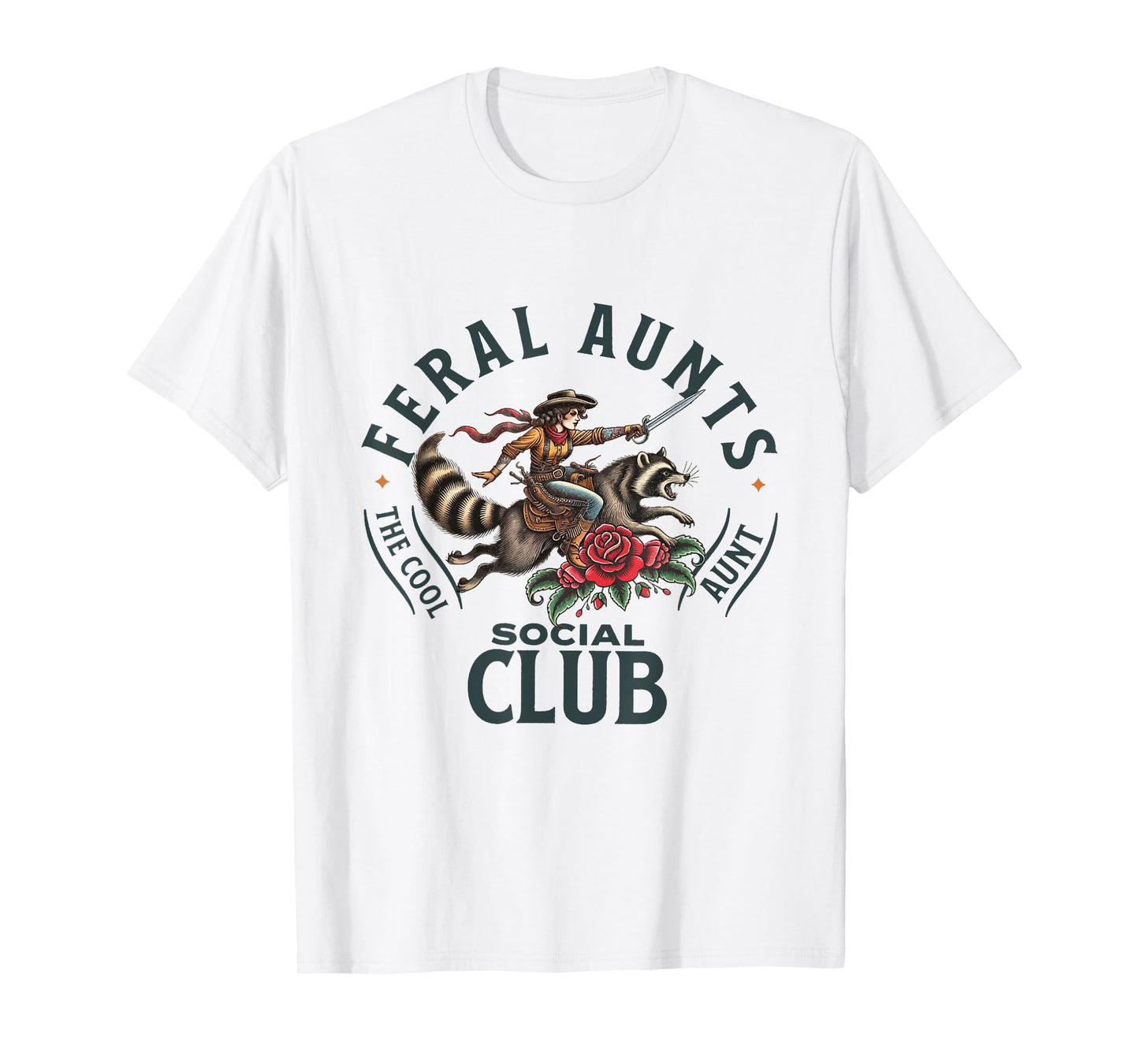 Feral Aunts Social Club The Cool Aunt Pregnancy Raccoon T-Shirt