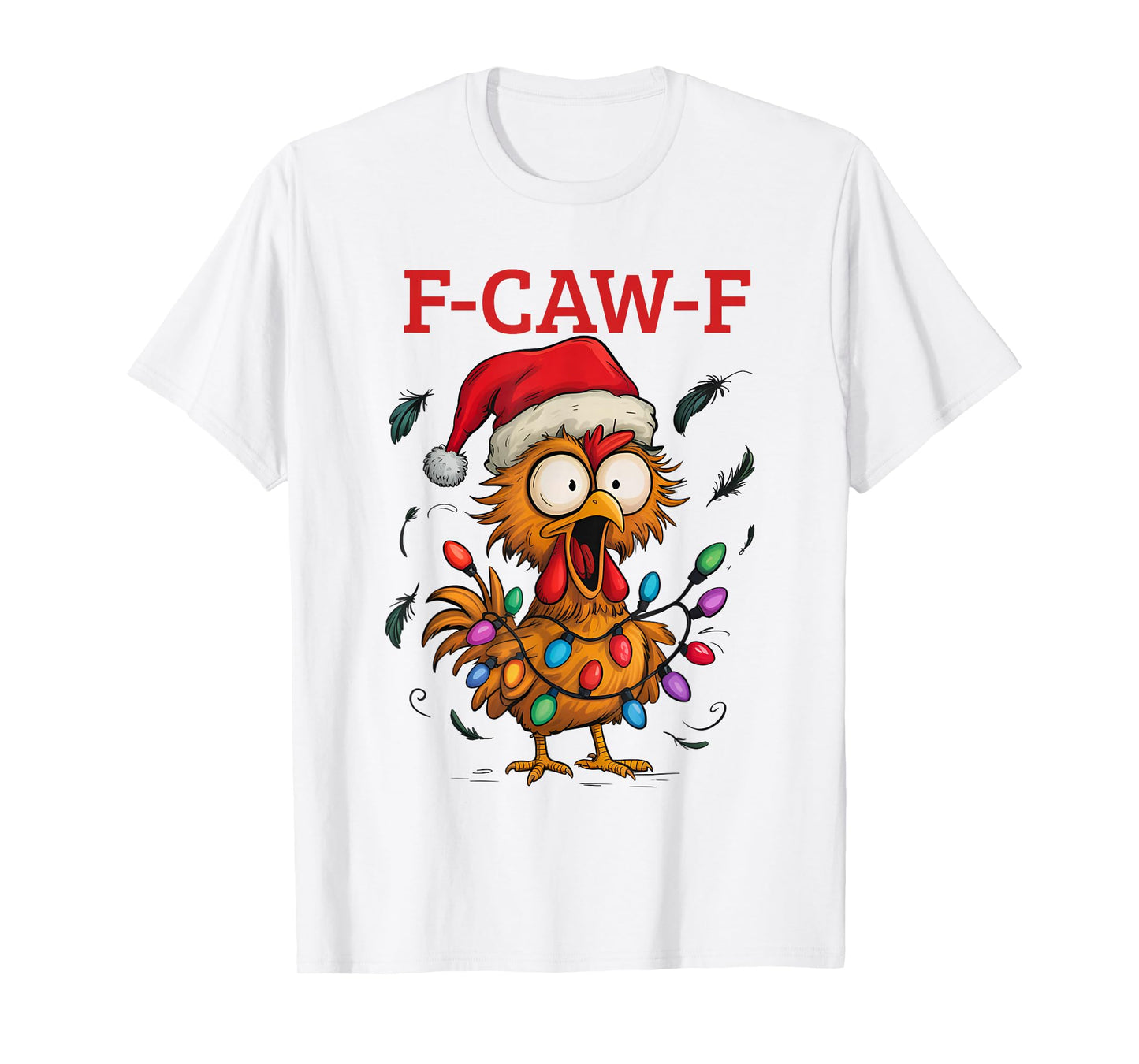 Crow F-CAW-F Black Bird Gothic Christmas Lights Santa Hat T-Shirt