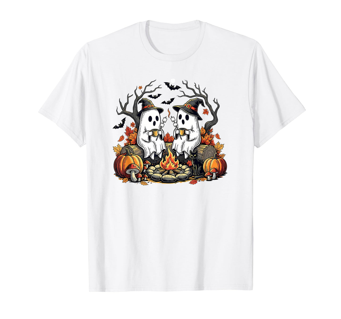 Cute Ghost Camping Campfire Halloween Marshmallow T-Shirt