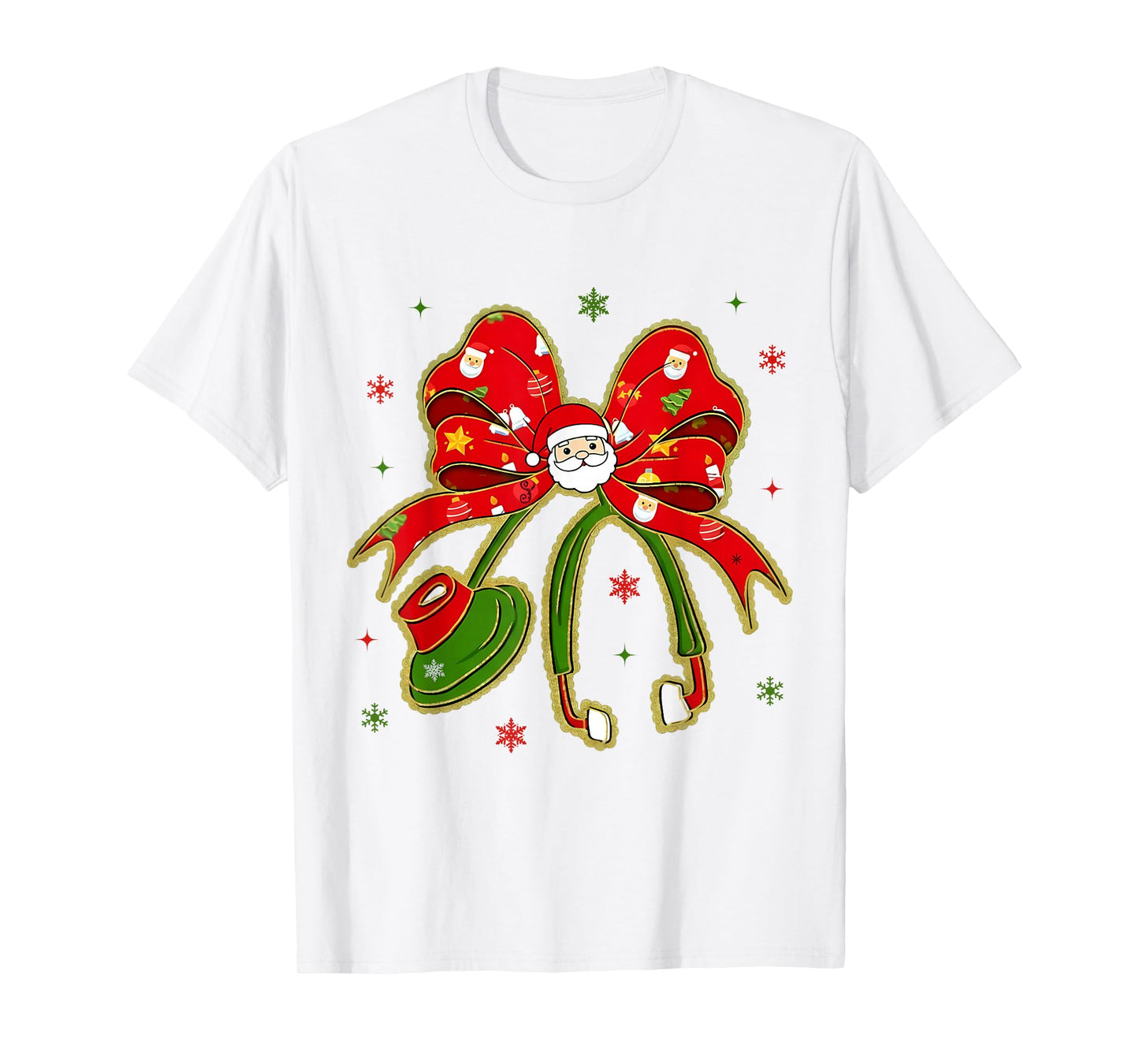 Nurse Christmas Stethoscope Nurses Xmas Pajamas Santa Women T-Shirt