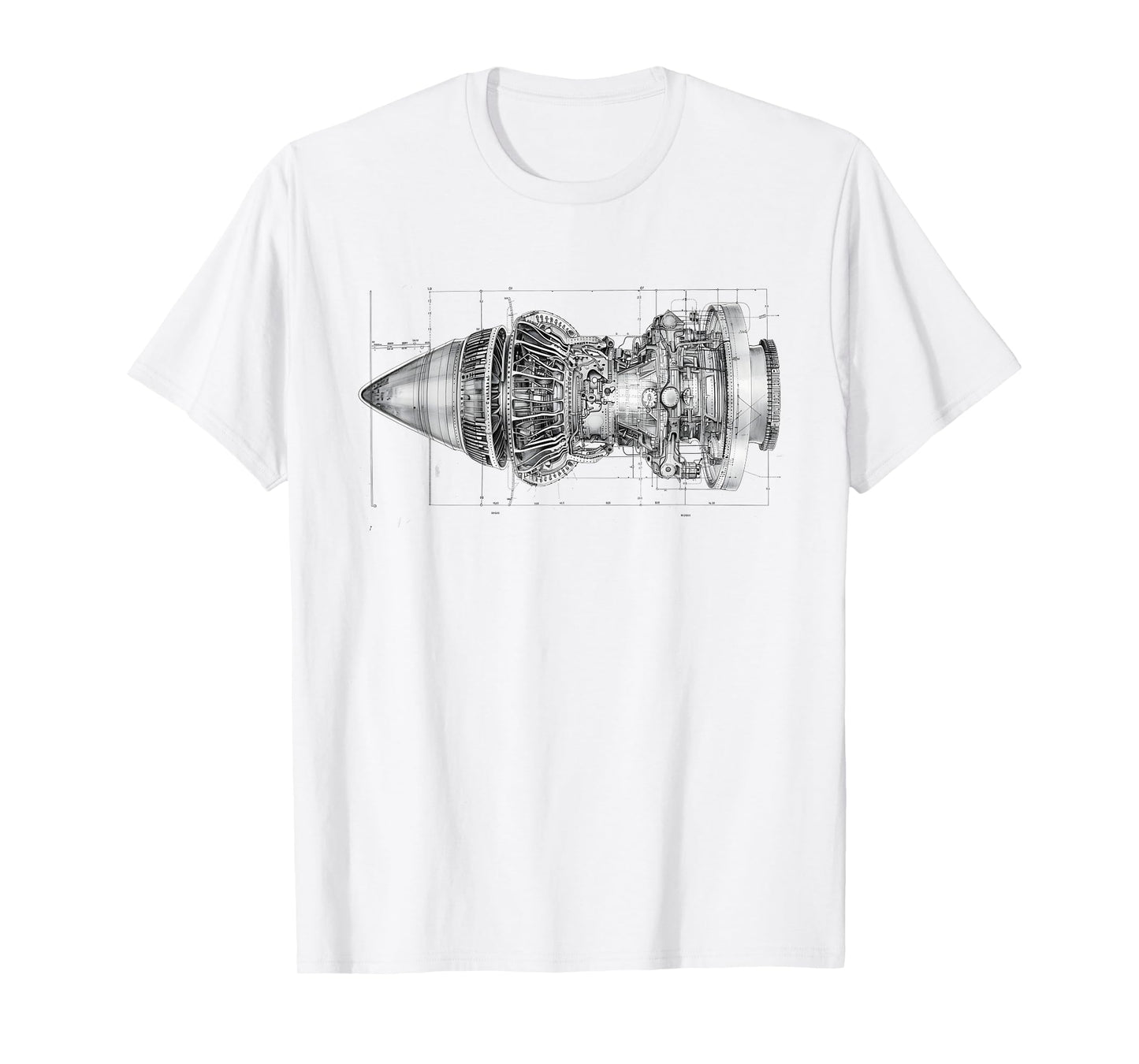 Vintage Jet Engine Block Blueprint Diagram – Men's Graphic T-Shirt
