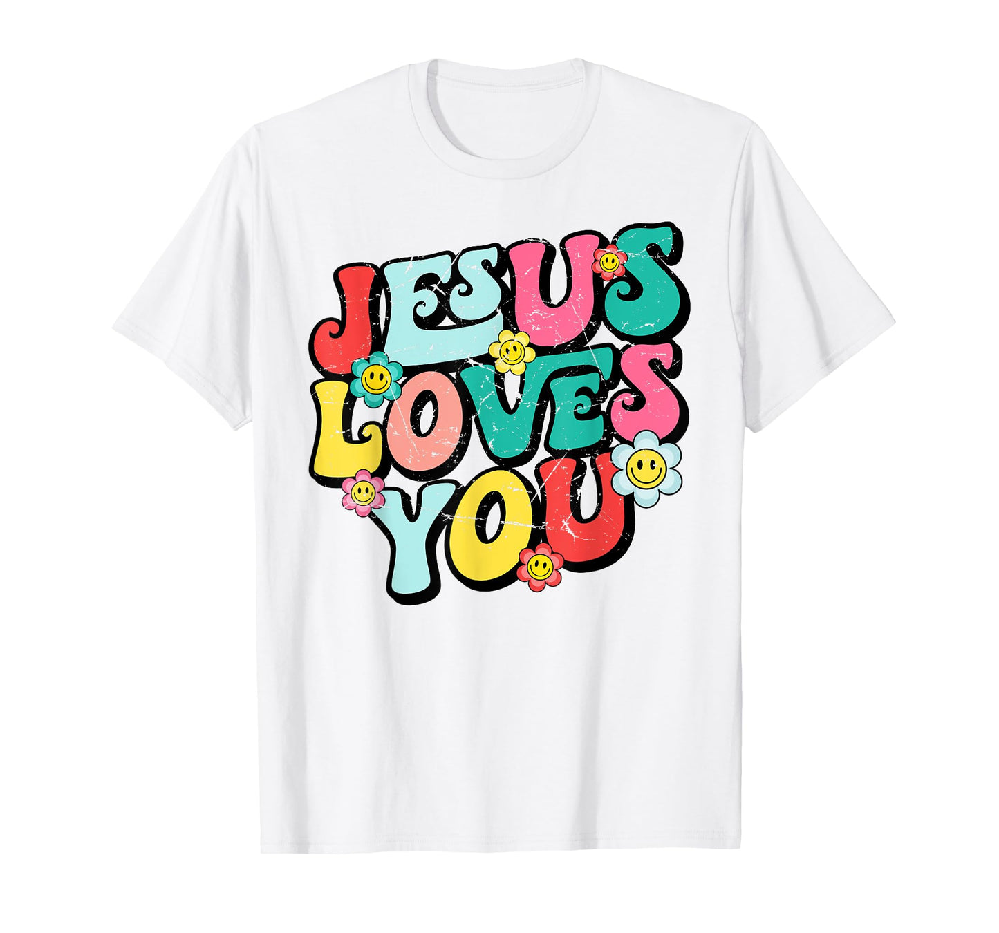 Jesus Loves You Retro Vintage Groovy Style Men Womens T-Shirt