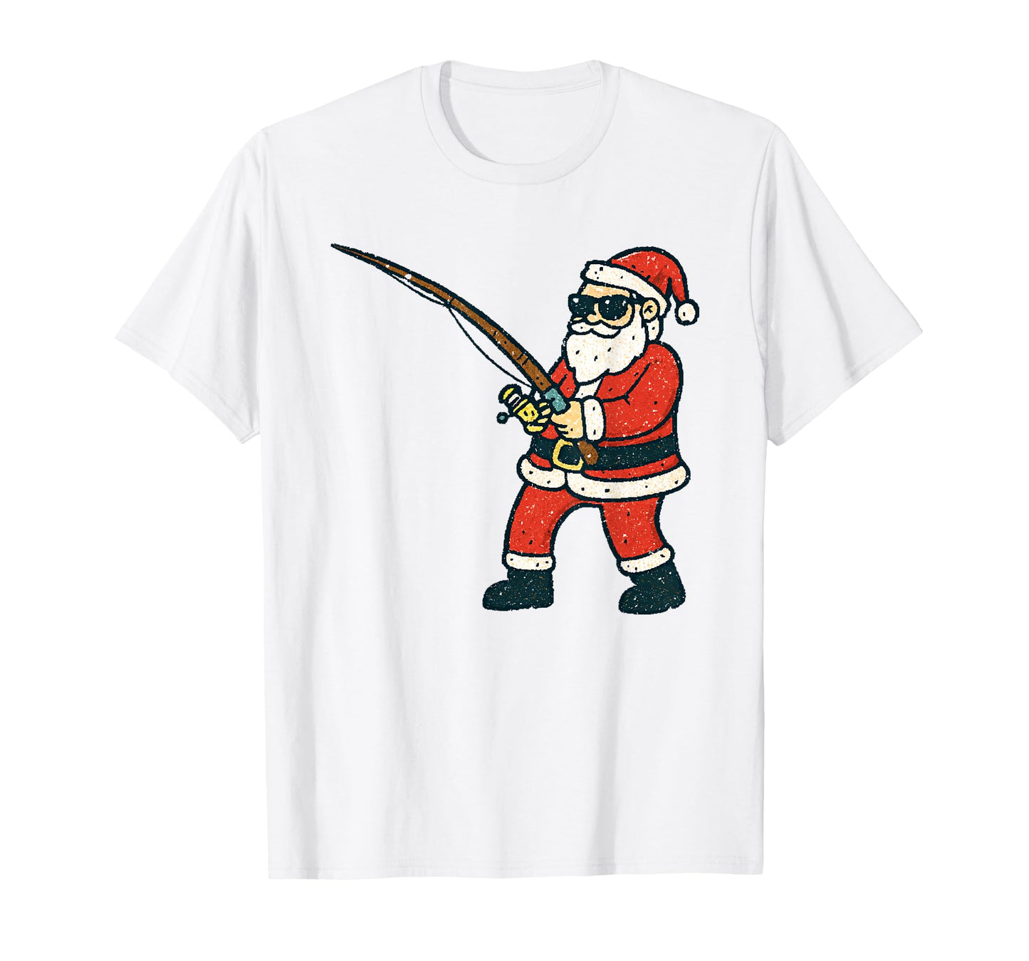 Santa Fishing Christmas Vintage Fish Funny Xmas T-Shirt