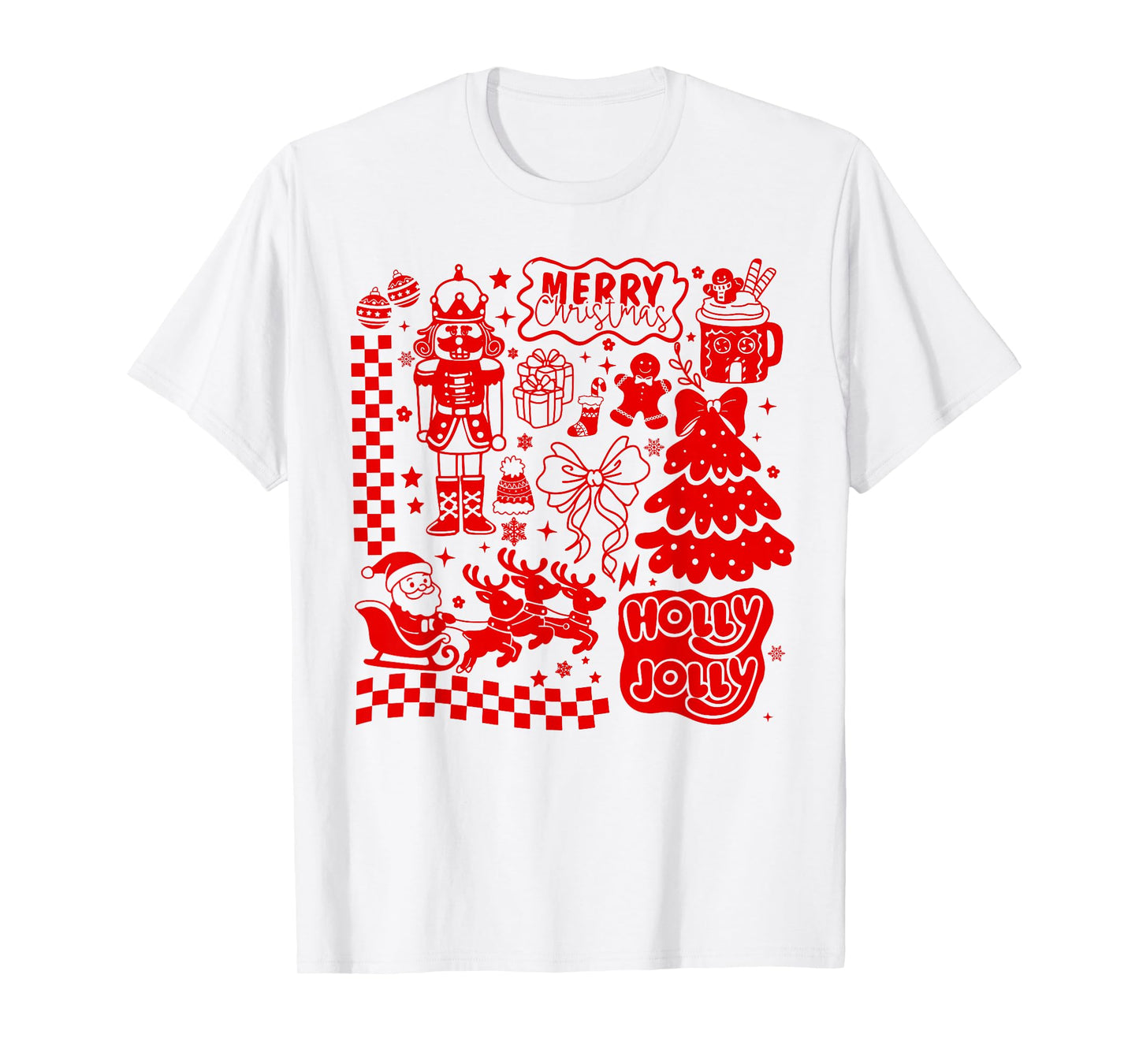 Merry Christmas Nutcracker Santa Clause Gingerbread Bow T-Shirt