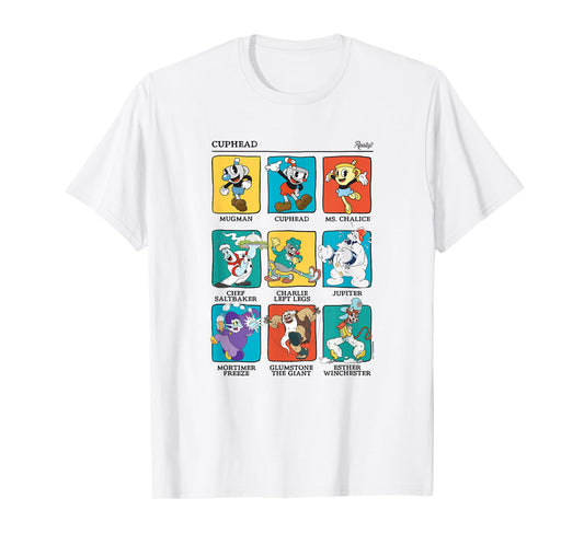 Cuphead Main Characters Colorful Vintage Boxed Up Poster T-Shirt
