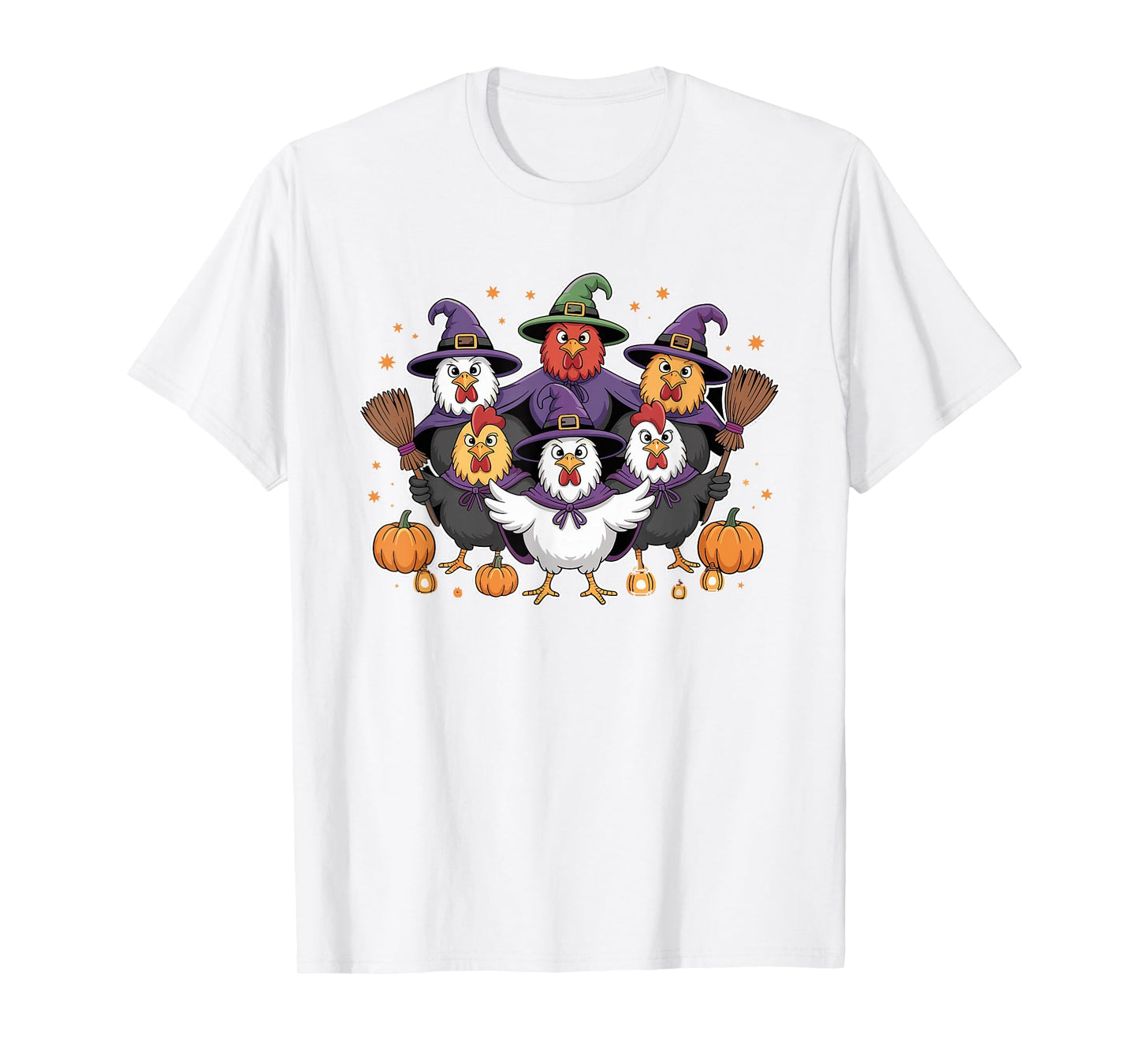 Witchy Chicken Squad Halloween Moon T-Shirt