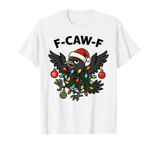F-Caw-F Crow Christmas Lights Santa Hat T-Shirt