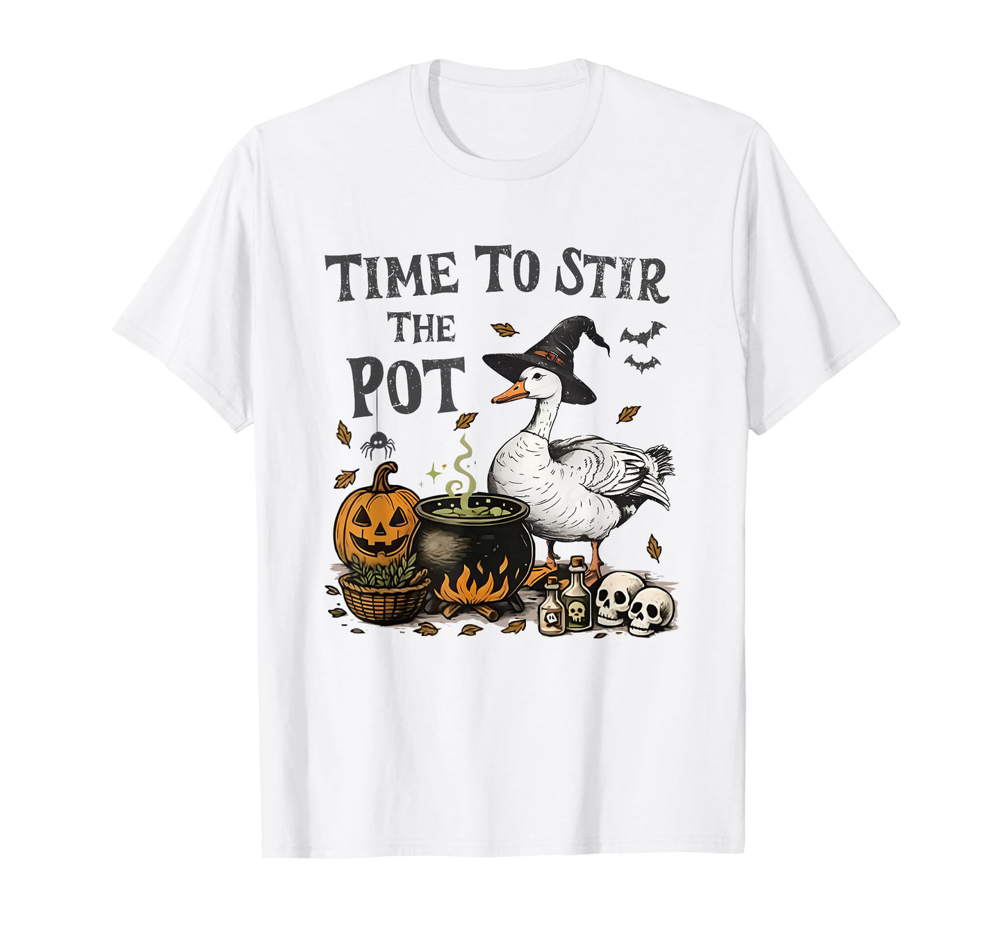 Time to Stir The Pot Funny Goose Witch Halloween Costume T-Shirt