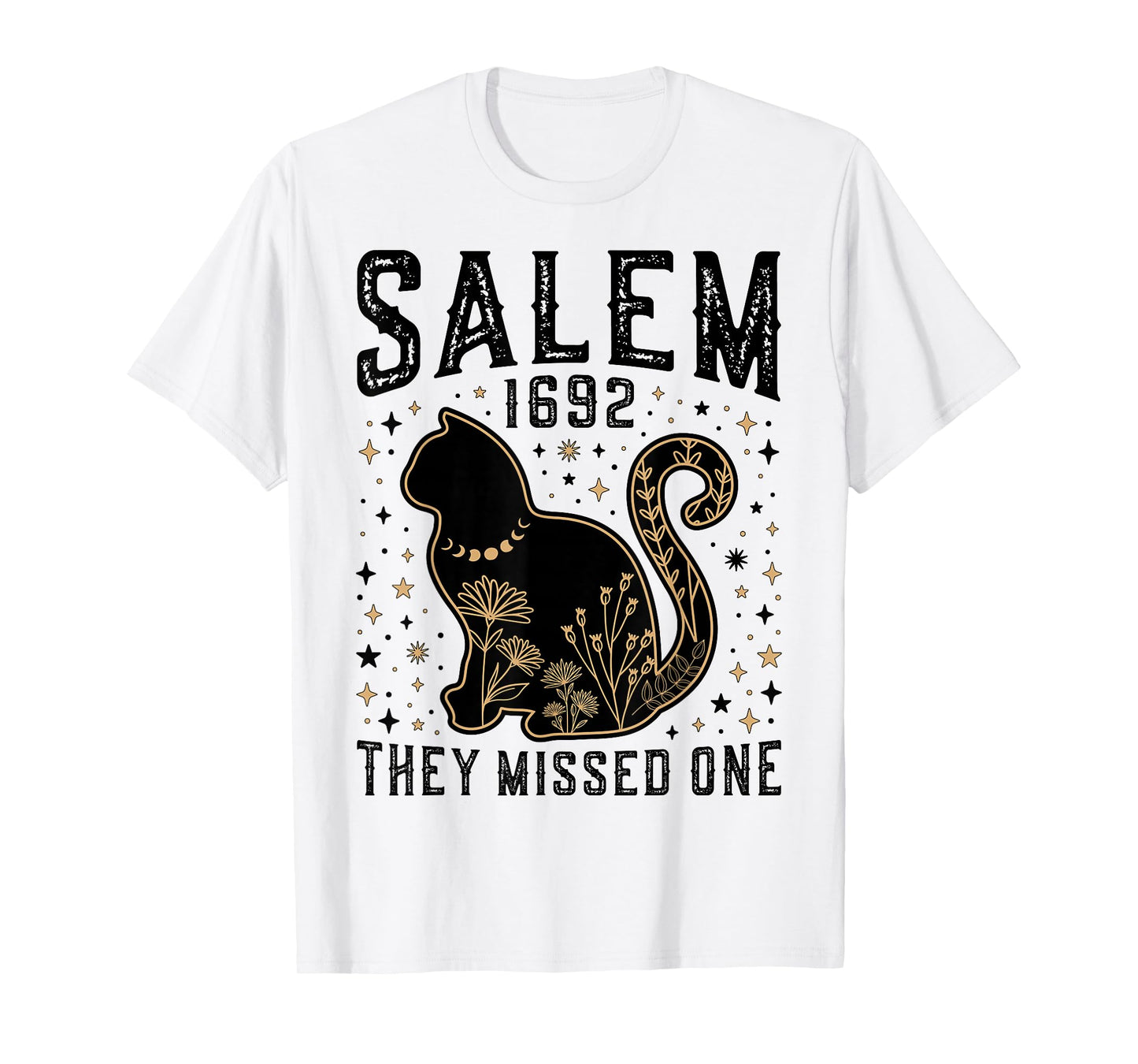 They Missed One 1692 Salem Witch Trials Black Cat Wildflower T-Shirt