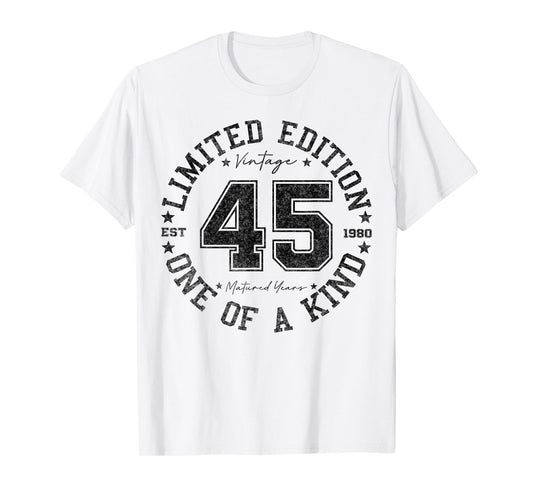 45 Year Old Gifts Vintage 1980 Limited Edition 45th Birthday T-Shirt