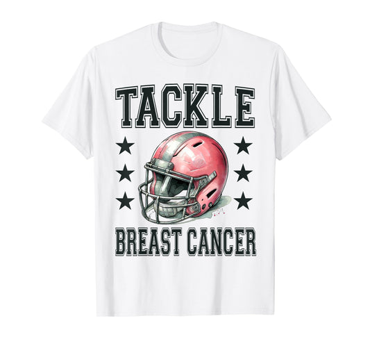 Tackle Breast Cancer Pink Football Helmet Awareness Design T-Shirt