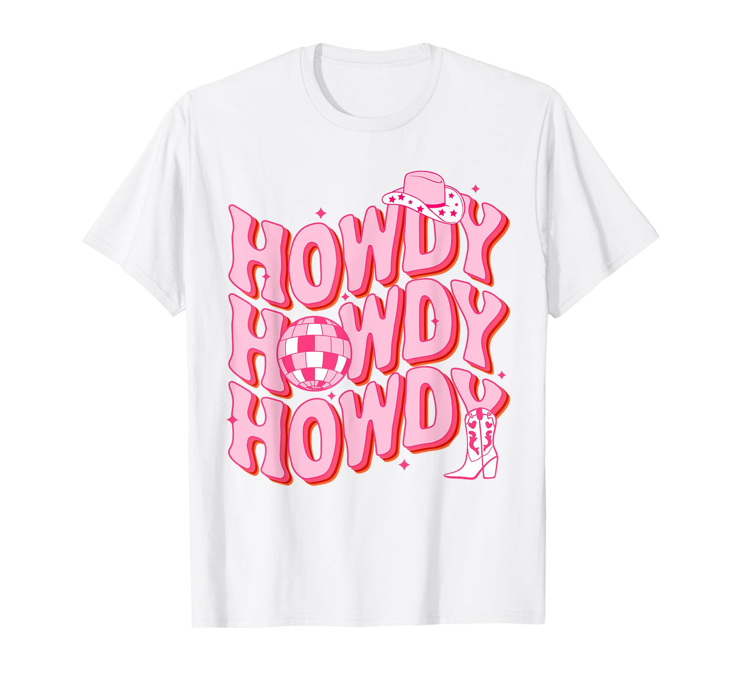 Howdy Southern Western Girl Country Rodeo Pink Cowgirl Disco T-Shirt