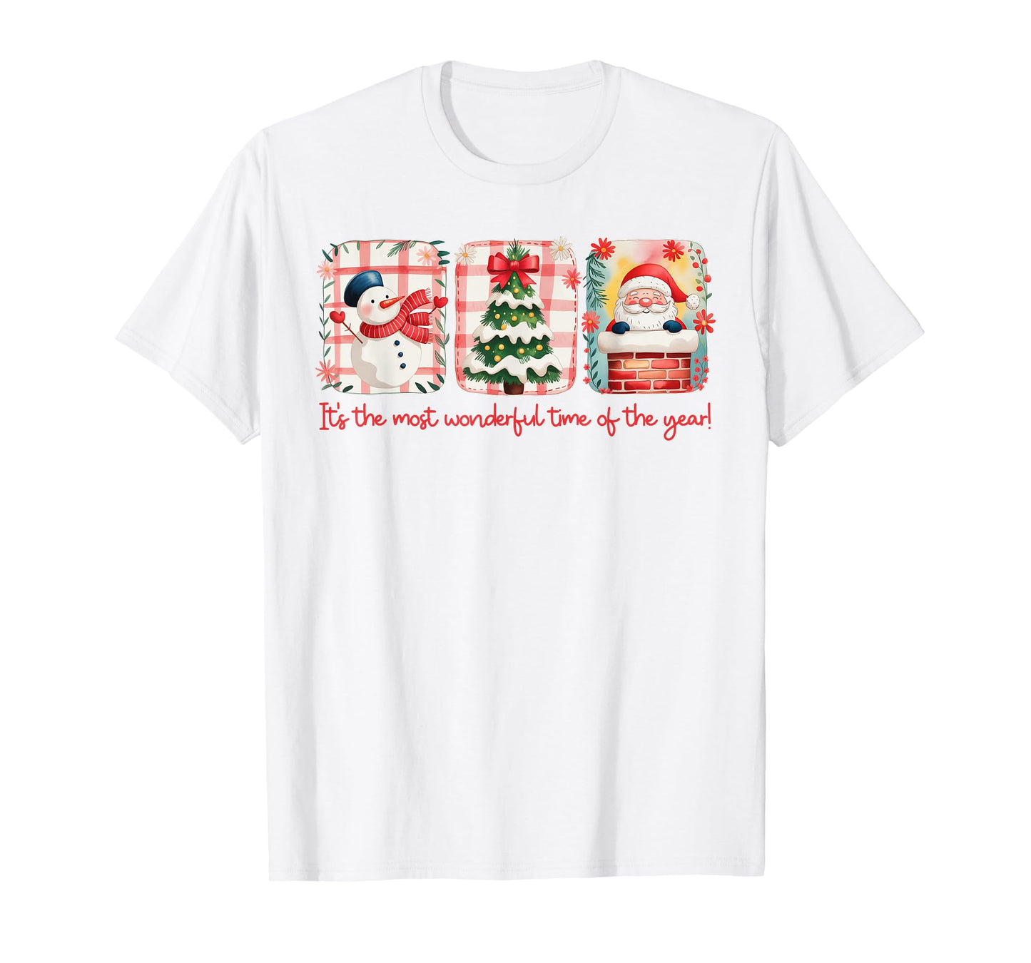 Christmas The Most Wonderful Time of The Year Plaid Snowman T-Shirt