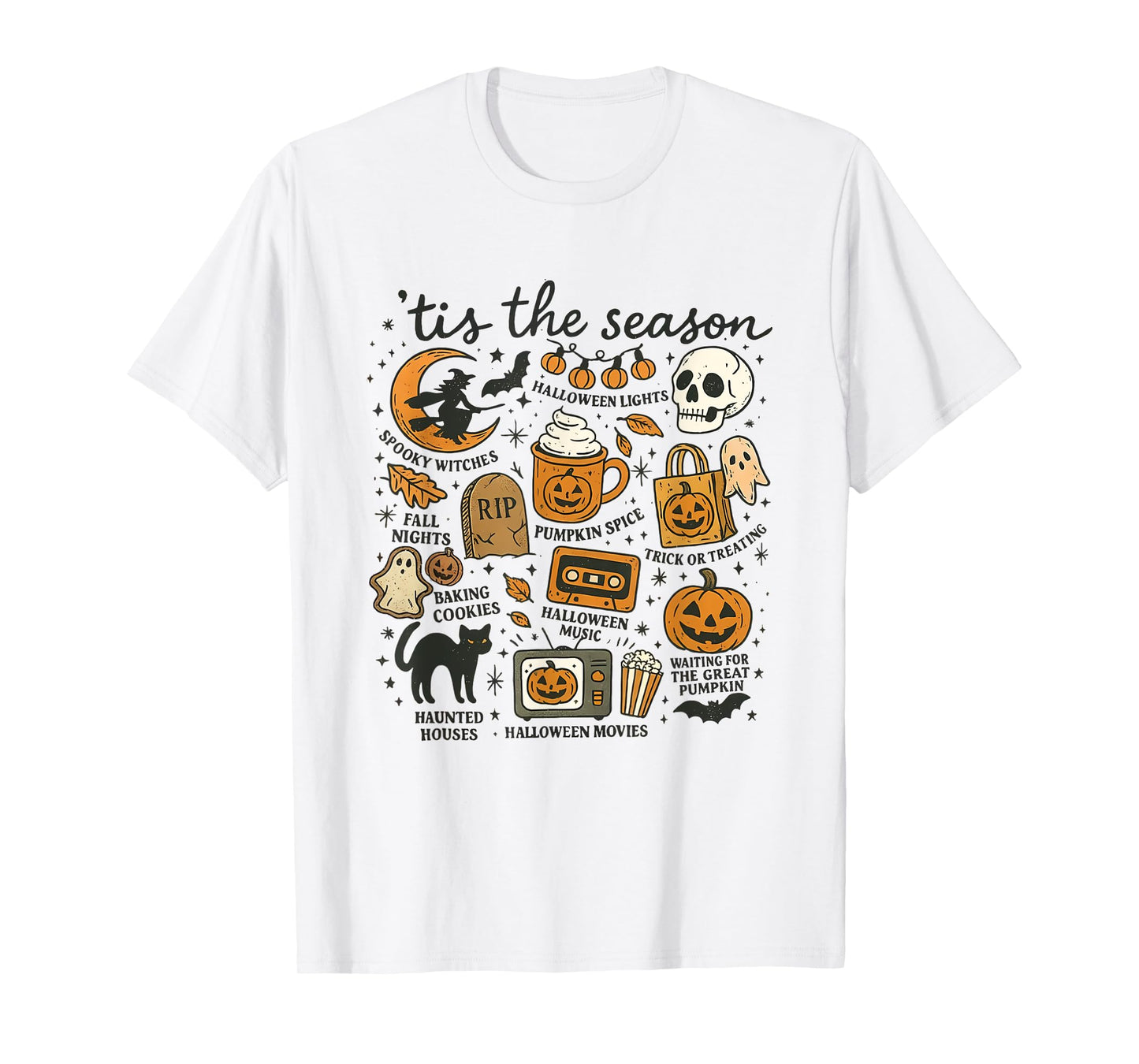 Vintage Tis' the Season Retro Halloween Pumpkin Witch Women T-Shirt