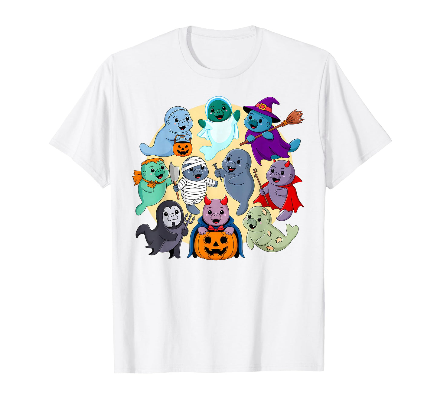 Cute Manatee Ghost Zombie Witch Halloween Costume Kids T-Shirt