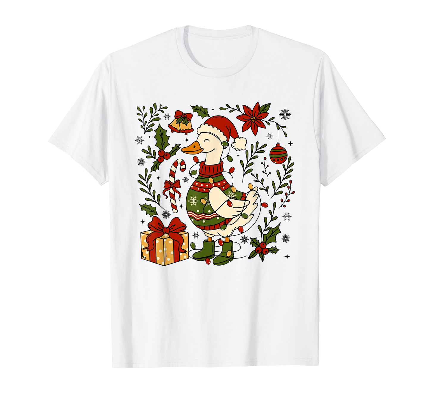 Retro Christmas Silly Goose Christmas Light Goosemas Funny T-Shirt