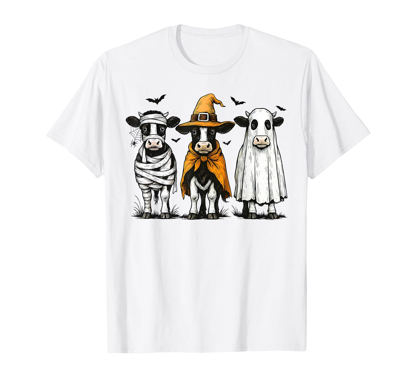 Funny Halloween Highland Cow Ghost Spooky Witch T-Shirt