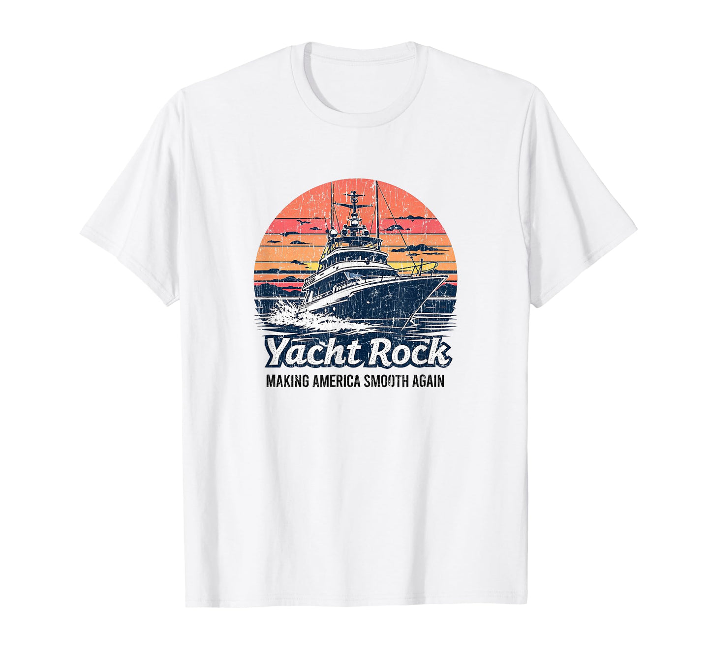 Yacht Rock, Retro Party Boat Drinking, Vintage Faded Yacht T-Shirt