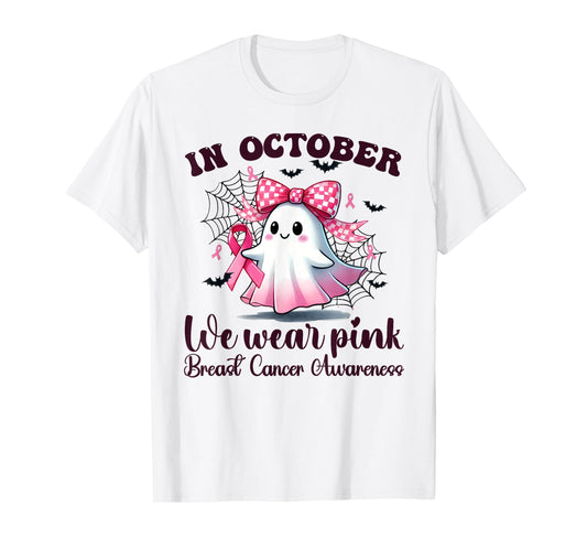 Halloween In October We Wear Pink Breast Cancer Awareness T-Shirt