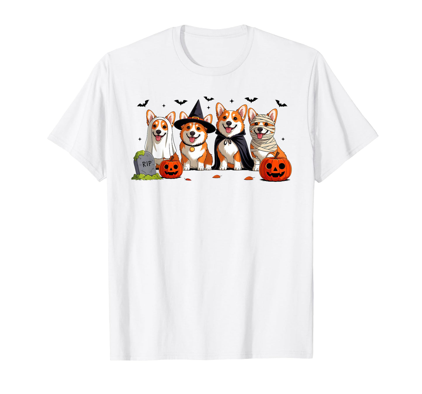 Corgi Dog Ghost Witch Mummy Pumpkin Halloween Spooky Season T-Shirt