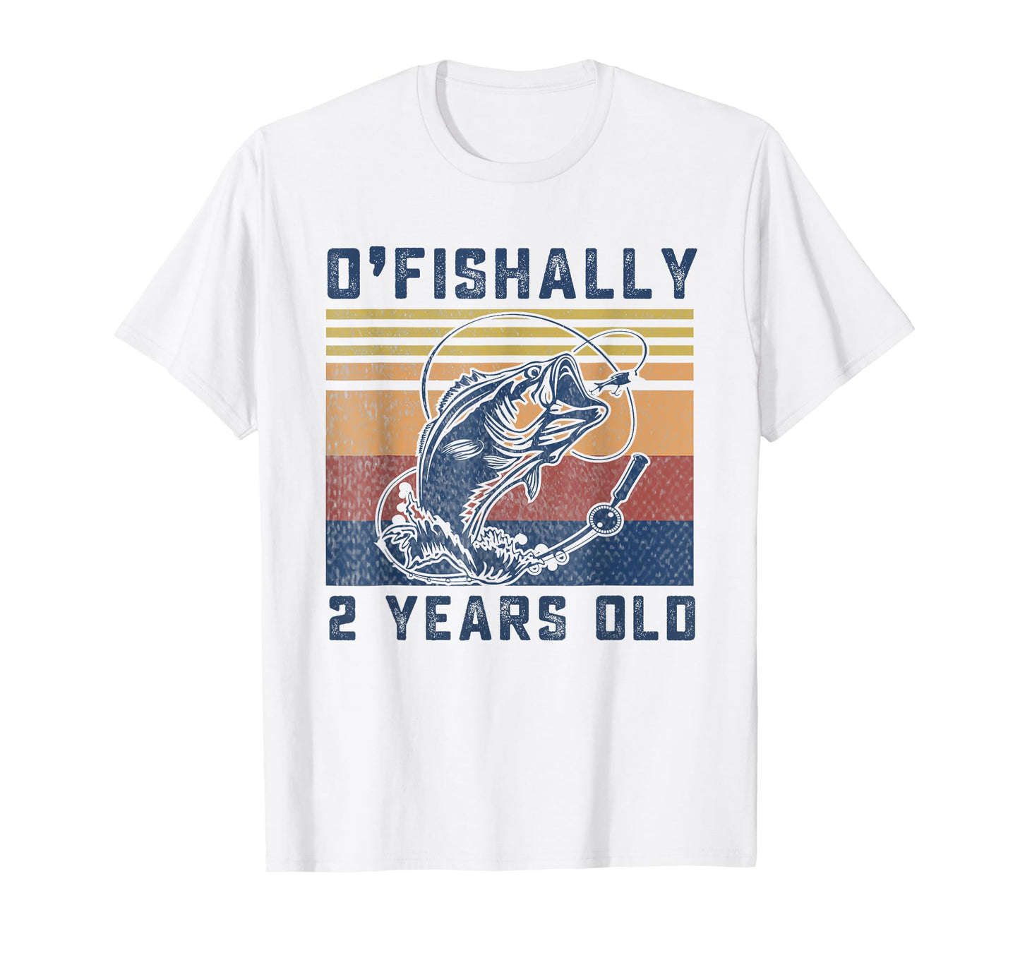 Ofishally 2 Year Old Shirt 2nd Birthday Fishing US Flag T-Shirt