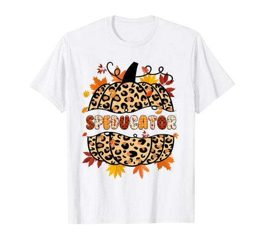 Autumn Fall SPED ED Teacher Thankful Grateful Pumpkin Retro T-Shirt