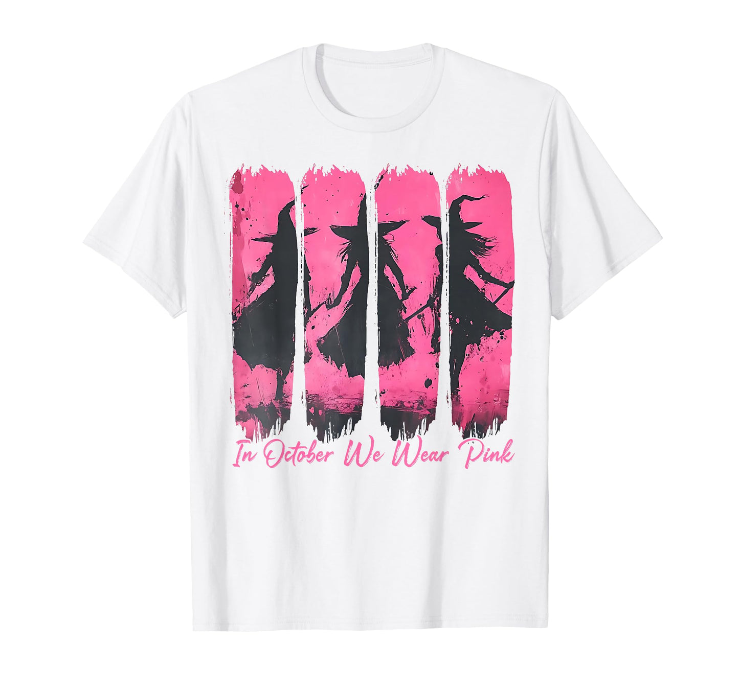 Retro in October We Wear Pink Witch Breast Cancer Awareness T-Shirt