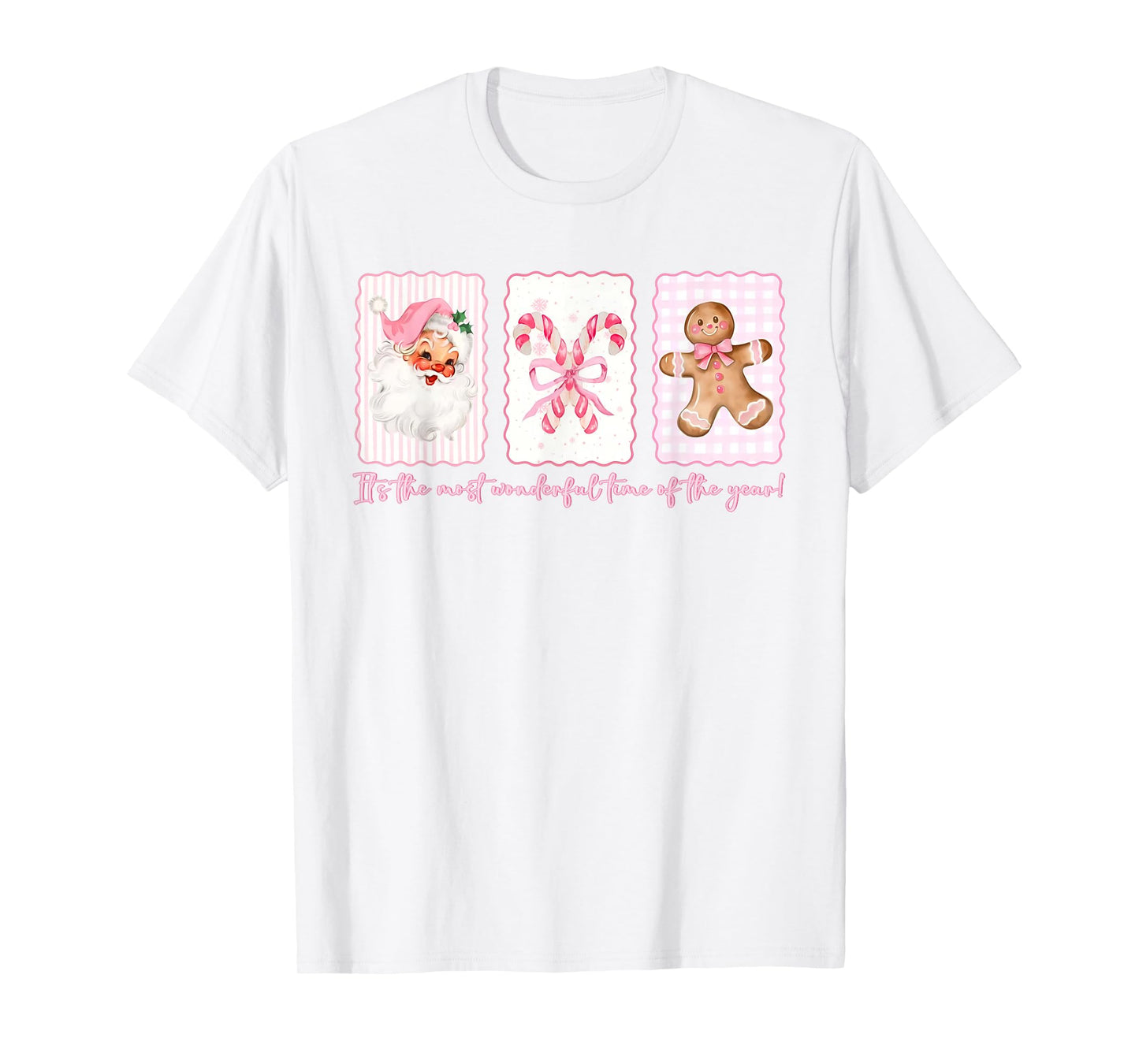 It's The Most Wonderful Time Pink Santa Coquette Bow Xmas T-Shirt