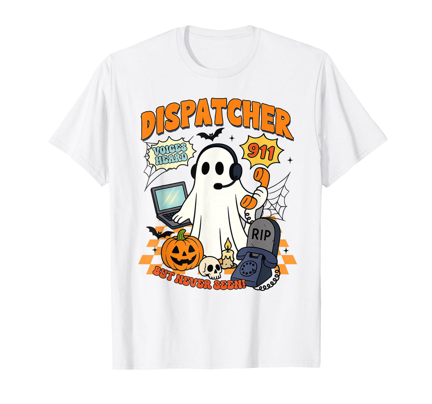 Halloween Vibes Spooky Season Dispatcher 911 Boo Ghost T-Shirt