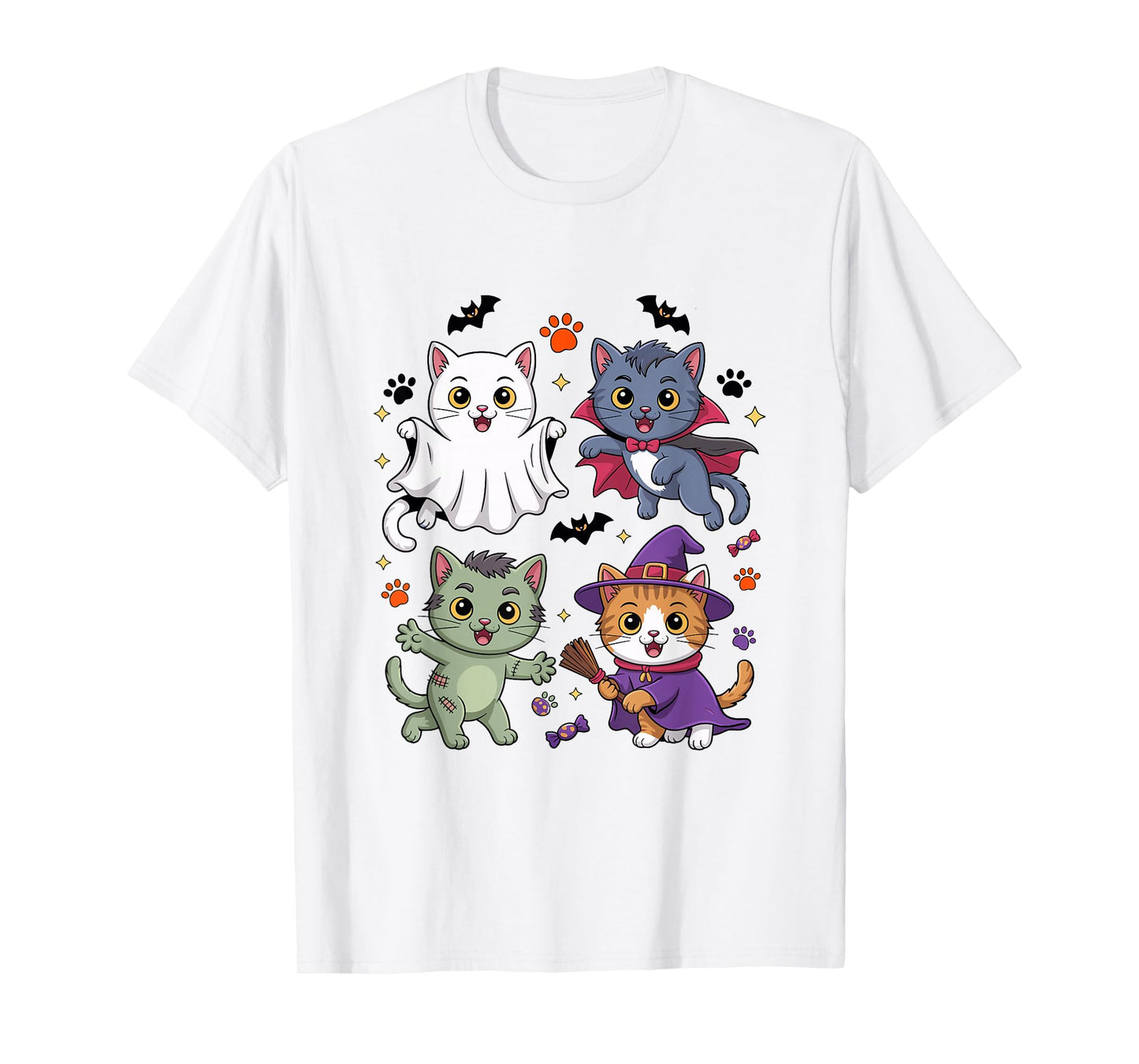 Funny Halloween Cats in Costumes T-Shirt
