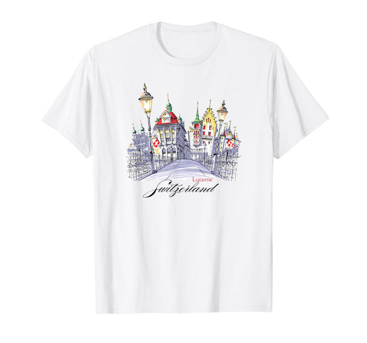Souvenir Shirt Retro Vintage Lucerne Switzerland Watercolor T-Shirt