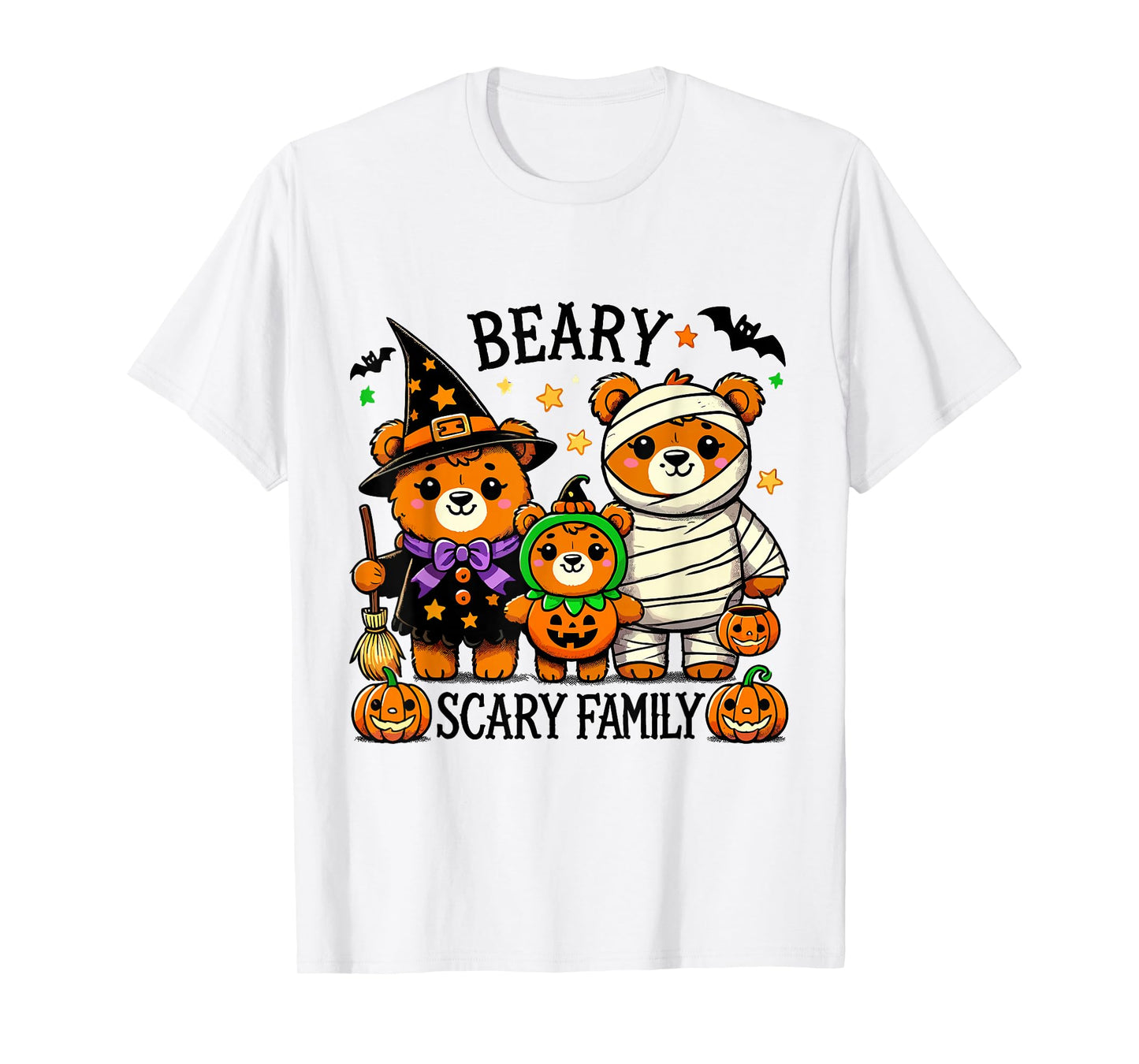 Halloween Teddy Bear Family Cute Witch Pumpkin Mummy Bear T-Shirt