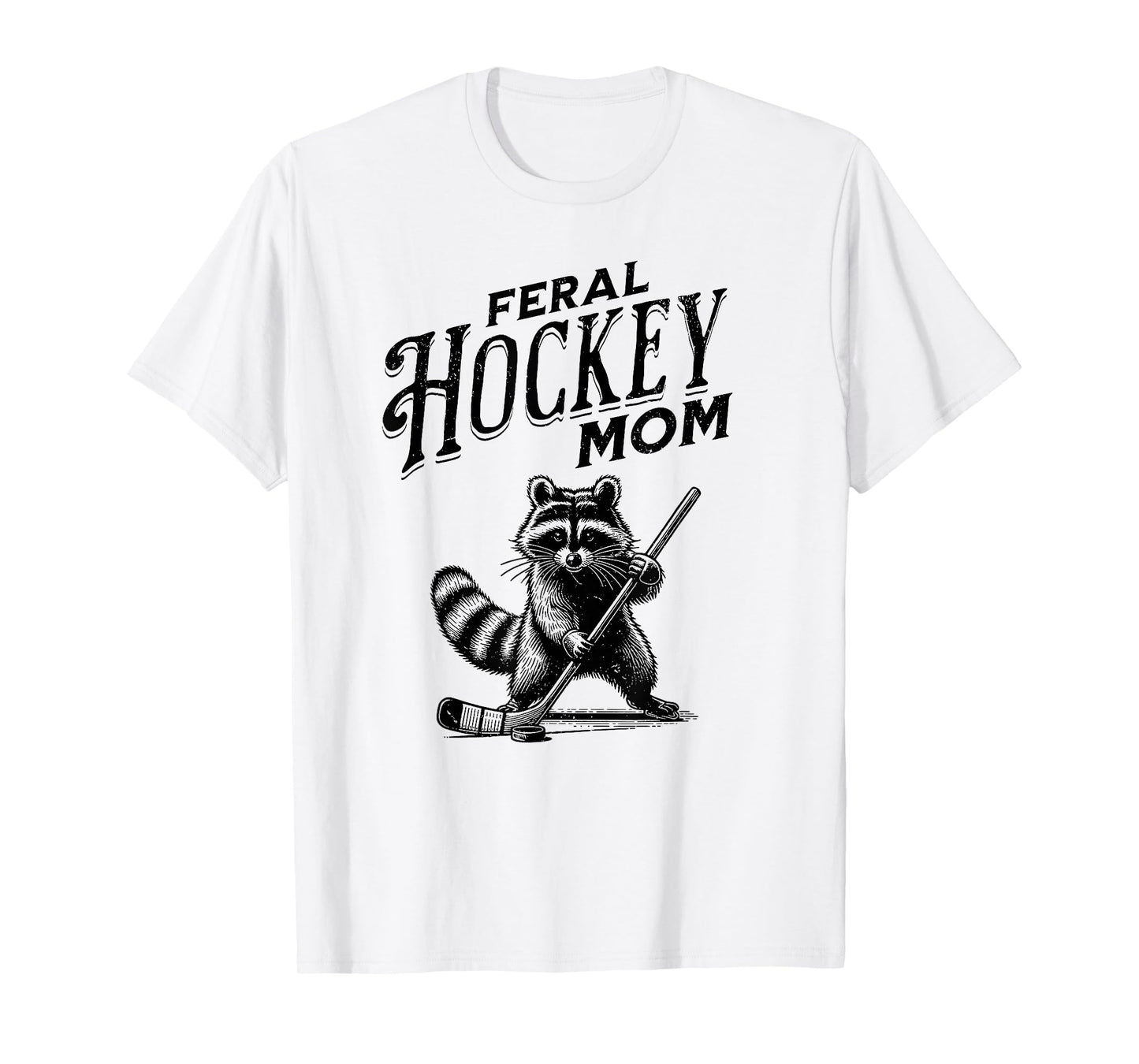 Retro Raccoon Feral Hockey Mom Hockey Player Trash Panda T-Shirt
